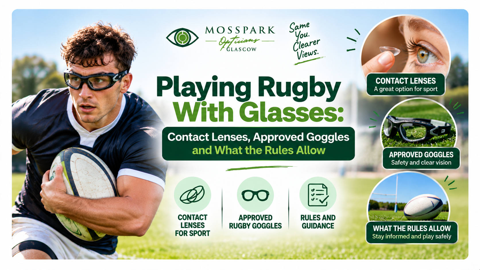 Playing Rugby With Glasses: Contact Lenses, Approved Goggles and What the Rules Allow